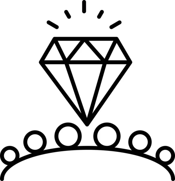 Diamant Coeur Amour Icône Dans Style Contour — Image vectorielle