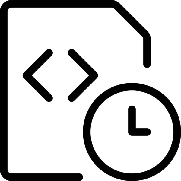 Ikona Souboru Hodinového Kódu Stylu Osnovy — Stockový vektor