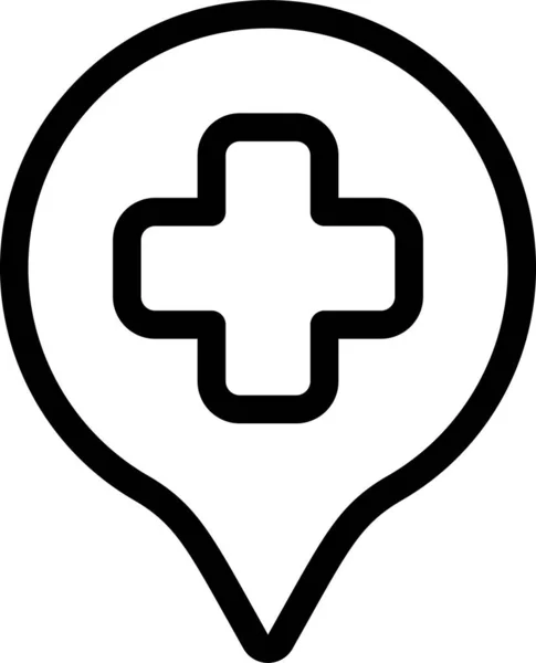 Krzyż Gps Szpitalna Ikona Stylu Zarysu — Wektor stockowy