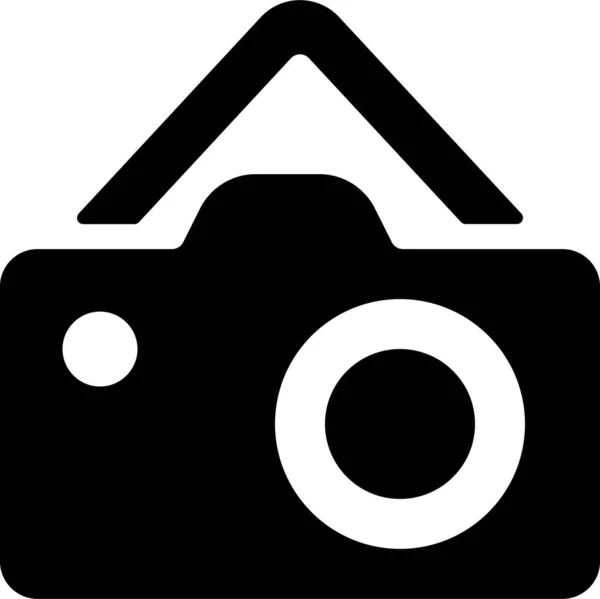 Appareil Photo Transporter Des Photos Icône Dans Style Solide — Image vectorielle