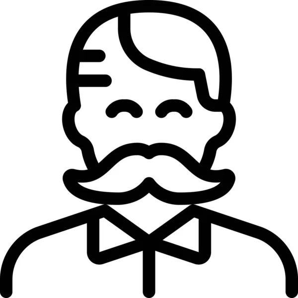 Homme Moustache Personnes Icône Dans Style Contour — Image vectorielle