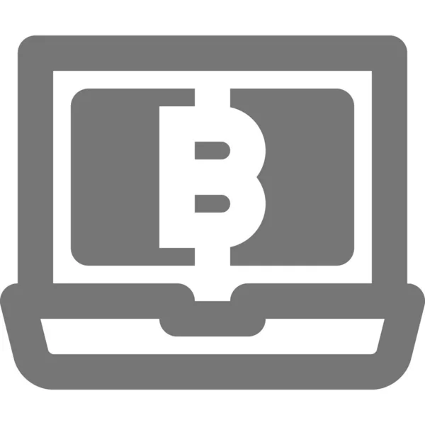 Laptop Bitcoin Solidna Ikona Solidnym Stylu — Wektor stockowy