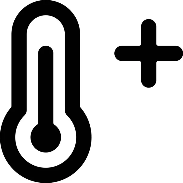 Termómetro Temperatura Más Icono Estilo Sólido — Vector de stock