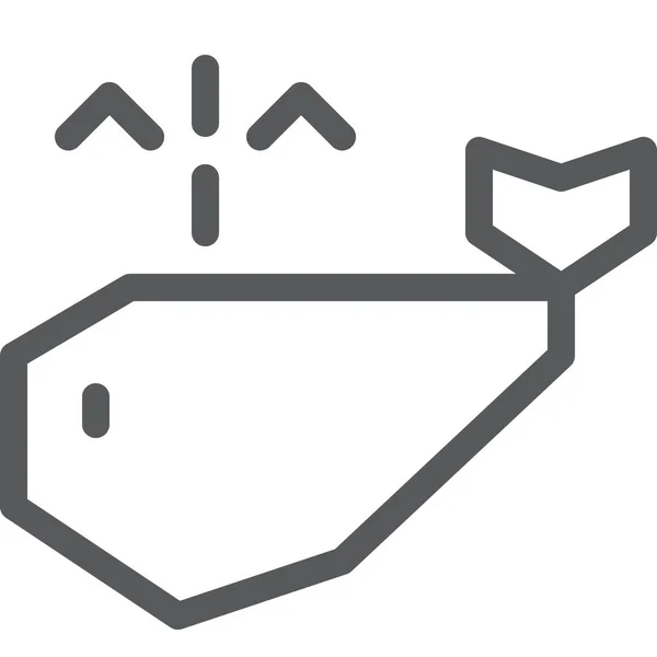 Velryba Zvíře Příroda Ikona Stylu Osnovy — Stockový vektor