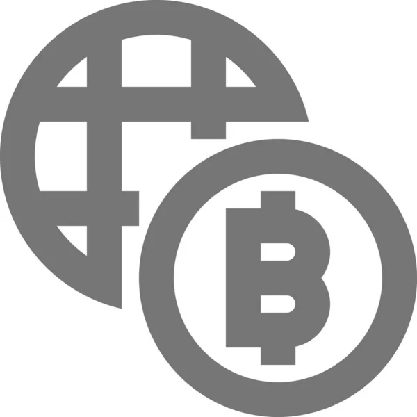 Bitcoin Ícone Global Internacional Estilo Esboço — Vetor de Stock