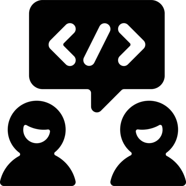 Icono Chat Equipo Programación Estilo Sólido — Vector de stock