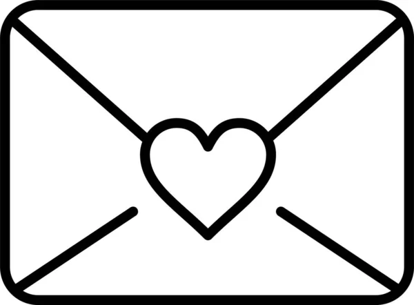 Corazón Amor Correo Icono Estilo Esquema — Vector de stock