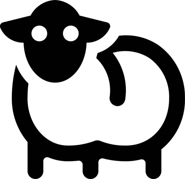Çiftlik Hayvanları Koyun Gövdesi Simgesi Katı Bir Şekilde — Stok Vektör