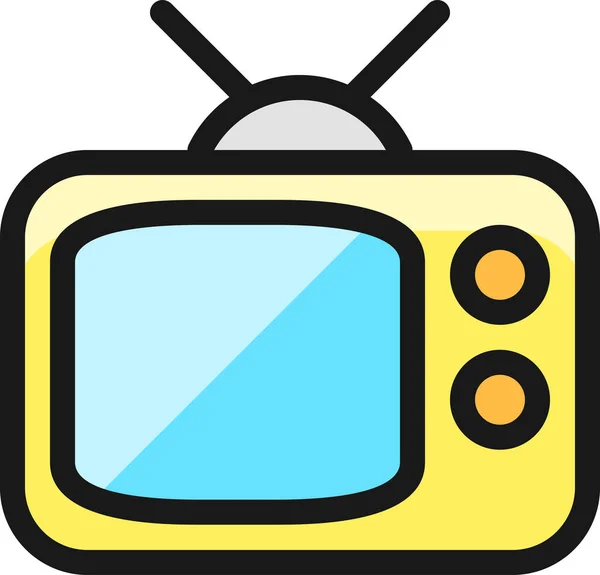 Вінтажна Піктограма Заповненого Телевізора Повному Стилі — стоковий вектор
