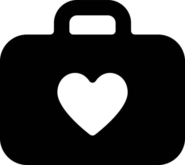 Icono Del Corazón Equipaje Boda — Vector de stock