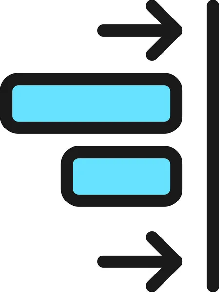 Aligner Icône Déplacement Droite Dans Style Contour Rempli — Image vectorielle