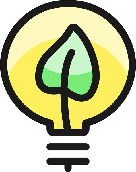 Ecology Leaf Bulb Icon Filled Outline Style — Stock Vector