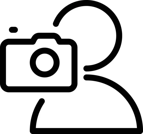 Camera Menselijk Beeld Pictogram Omtrek Stijl — Stockvector