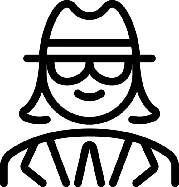 Икона Женщины Шпиона Полиции Стиле Наброска — стоковый вектор