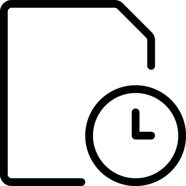 Reloj Documengt Icono Documento Estilo Esquema — Archivo Imágenes Vectoriales