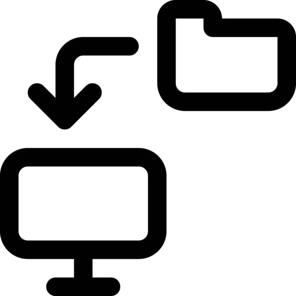 Monitor Overdrachtsmap Icoon Contourstijl — Stockvector