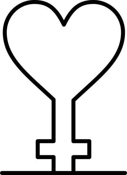 Genus Hjärta Symbol Ikon Kontur Stil — Stock vektor