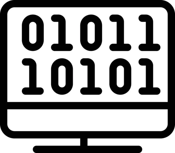 Binary Code Monitor Icon Outline Style — Stock Vector