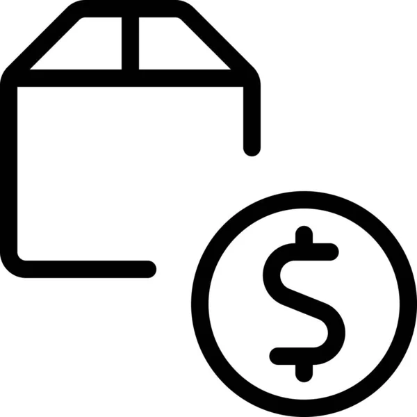 盒式现金货币图标 轮廓样式 — 图库矢量图片