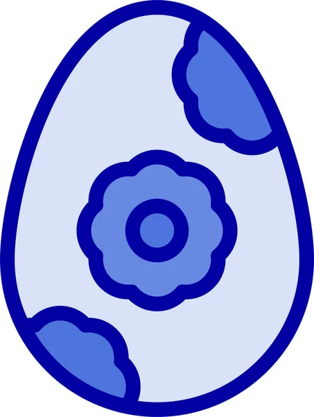 Icono Flor Huevo Pascua Estilo Contorno Lleno — Vector de stock