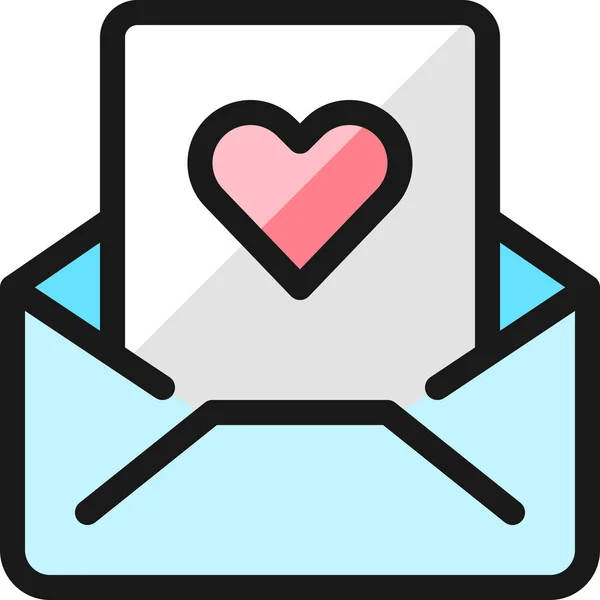 Email Action Icône Coeur Dans Style Contour Rempli — Image vectorielle