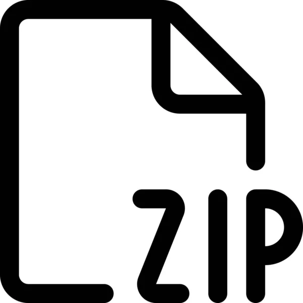 Zip圧縮ファイルのアイコンをアウトラインスタイルで — ストックベクタ