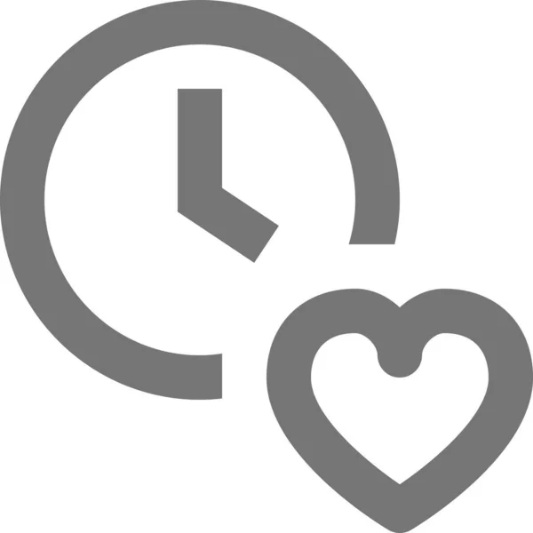 Icono Tiempo Corazón Favorito Estilo Esquema — Archivo Imágenes Vectoriales
