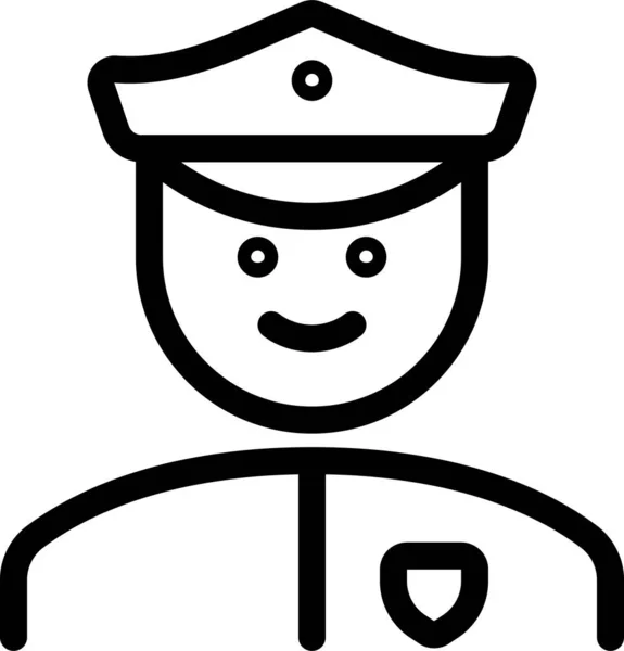 Icône Badge Avatar Armée Dans Style Contour — Image vectorielle