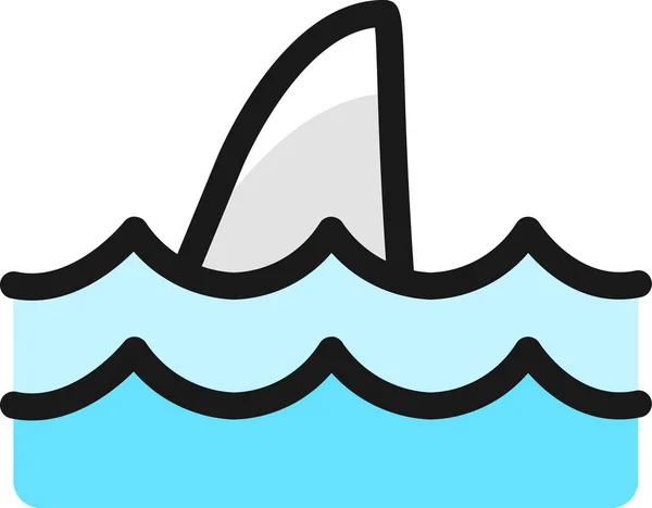 Icono Contorno Lleno Aleta Tiburón Estilo Contorno Lleno — Vector de stock