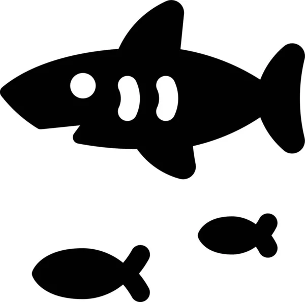 Requin Poisson Icône Marine Dans Style Solide — Image vectorielle