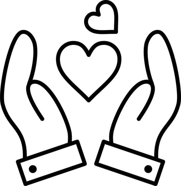 Hand Heart Love Icon Outline Style — Stock Vector