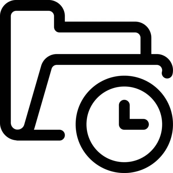 轮廓样式的文件夹时钟定时器图标 — 图库矢量图片