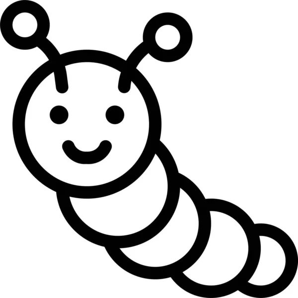 Baby Caterpillar Child Icon Outline Style — Stock Vector