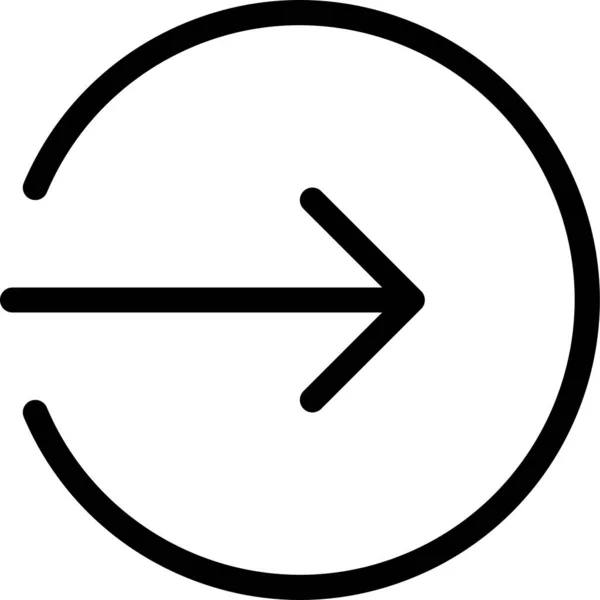 Pfeilkreis Exit Symbol Outline Stil — Stockvektor