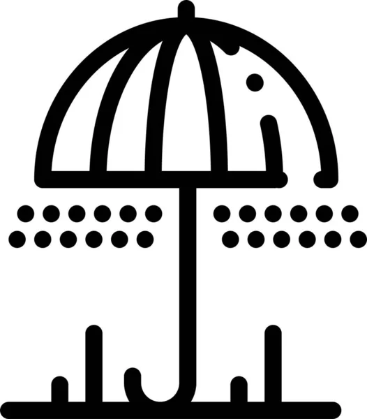 Lluvia Primavera Paraguas Icono Estilo Contorno — Vector de stock