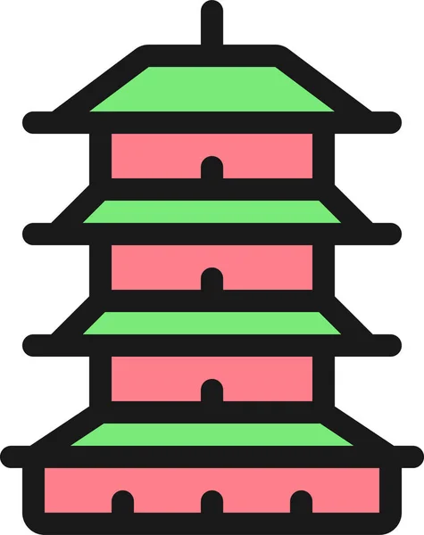 Значок Пам Ятки Пагода Заповнена Поза Мережею Стиль — стоковий вектор