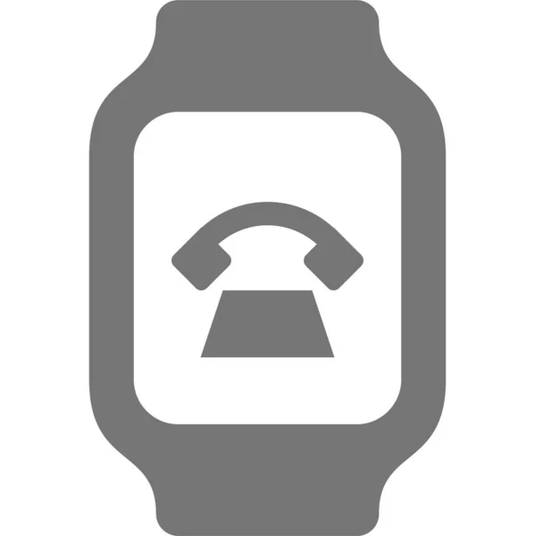 Telefono Orologio Chiamata Icona Stile Solido — Vettoriale Stock