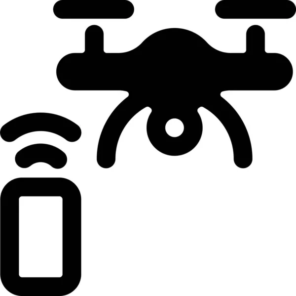 Ikon Remote Quadcopter Drone Dalam Gaya Padat - Stok Vektor