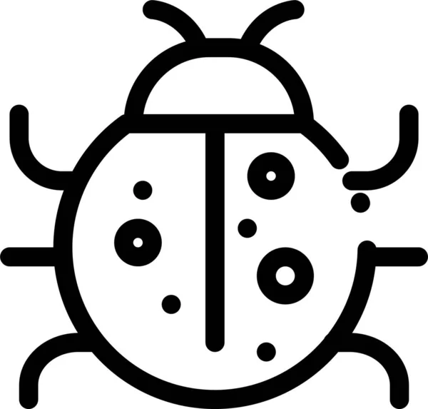 Icône Coccinelle Insecte Mignon Dans Style Contour — Image vectorielle
