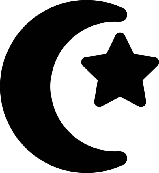 Náboženství Islám Měsíc Ikona Pevném Stylu — Stockový vektor