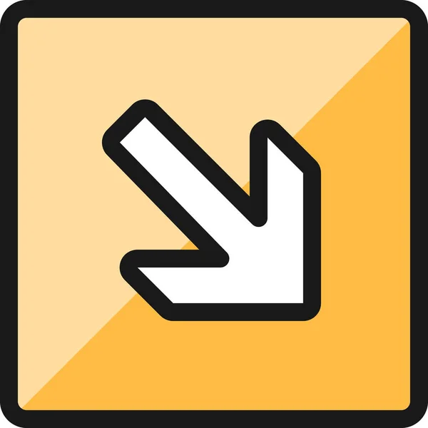 Flecha Icono Derecho Grueso Estilo Contorno Lleno — Vector de stock