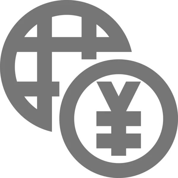 Internationell Yen Valuta Ikon Översikt Stil — Stock vektor
