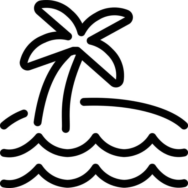 Икона Пляжного Острова Стиле Наброска — стоковый вектор