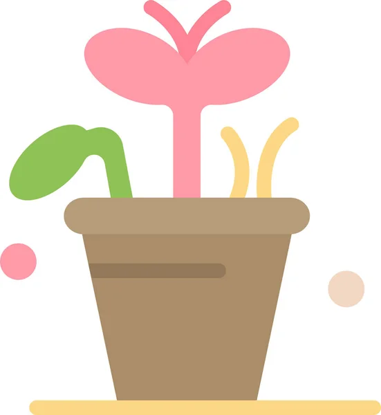 Groei Blad Plant Icoon Platte Stijl — Stockvector