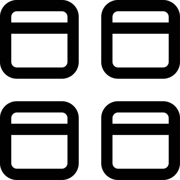 Вікно Програми Чотири Піктограми Стилі Контурів — стоковий вектор