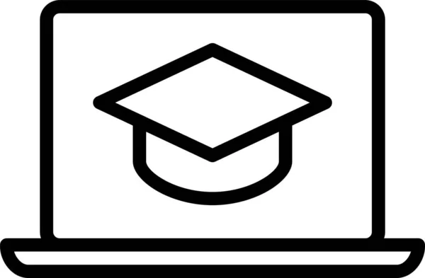 Education Graduation Cap Laptop Icon Education School Learning Category — Stock Vector
