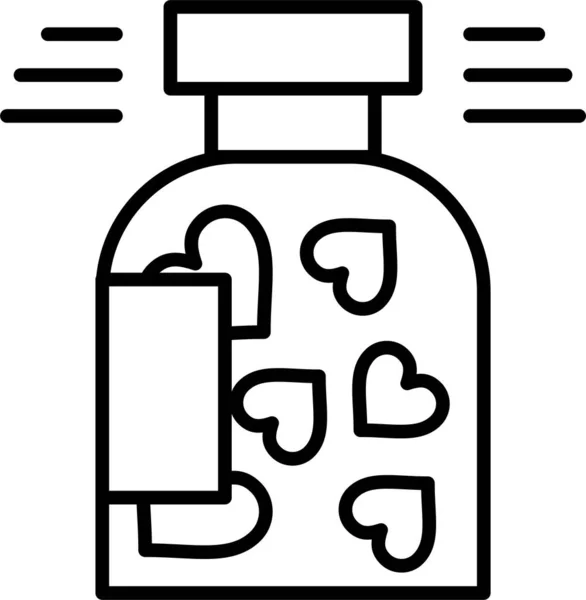 Иконка Сердца Бутылки Печенья Стиле Наброска — стоковый вектор
