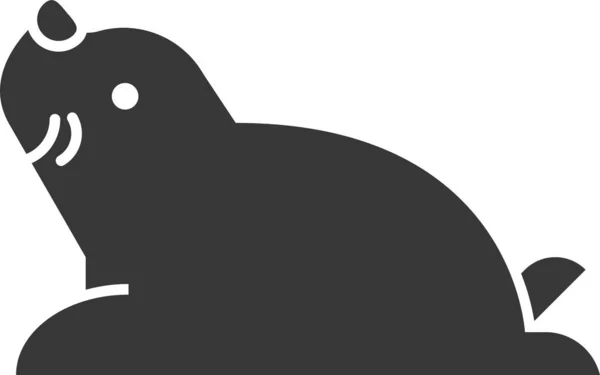 Tier Säugetier Robbe Symbol Solidem Stil — Stockvektor