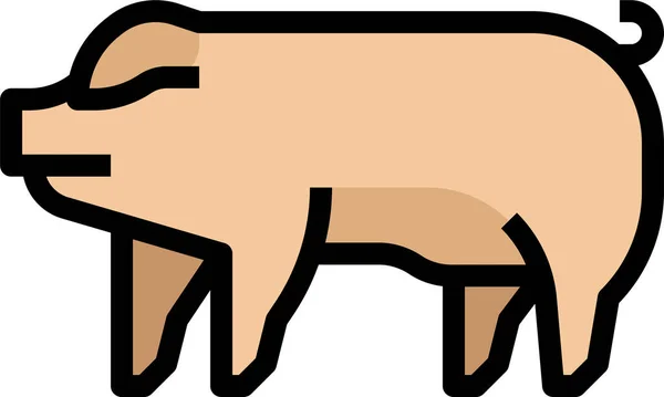 Zwierząt Gospodarskich Świnia Ikona Stylu Wypełnione Zarys — Wektor stockowy