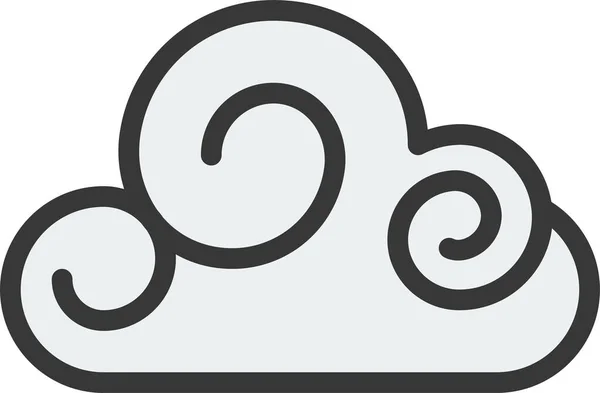 Chinesische Wolkenmeteorologie Ikone Ausgefüllten Umrissstil — Stockvektor